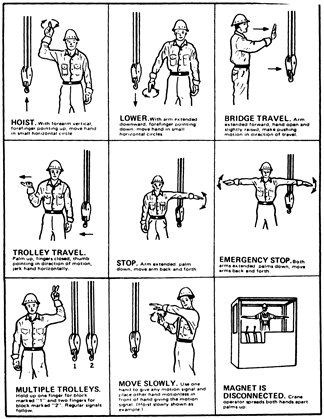 WAC 296-78-830: Standard crane hand signals—Illustrations.