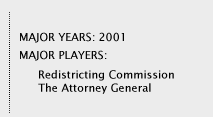 Major Years:2001; Major Players:Redistricting Commission, The Attorney General